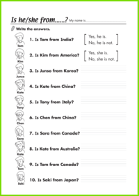 Is He/She from…? Worksheet