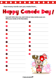 canada-day-anagram-worksheet