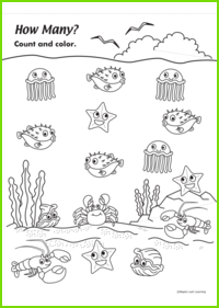 How Many? Sea Animals Worksheet