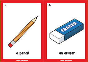 School Supplies Flashcards